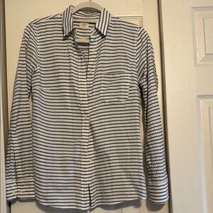 J. Crew Women’s Striped Limen Shirt - White and Denim Blue